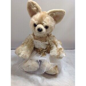 Build A Bear Workshop Fennec Fox 14" Plush Stuffed Animal in White/Gold Dress
